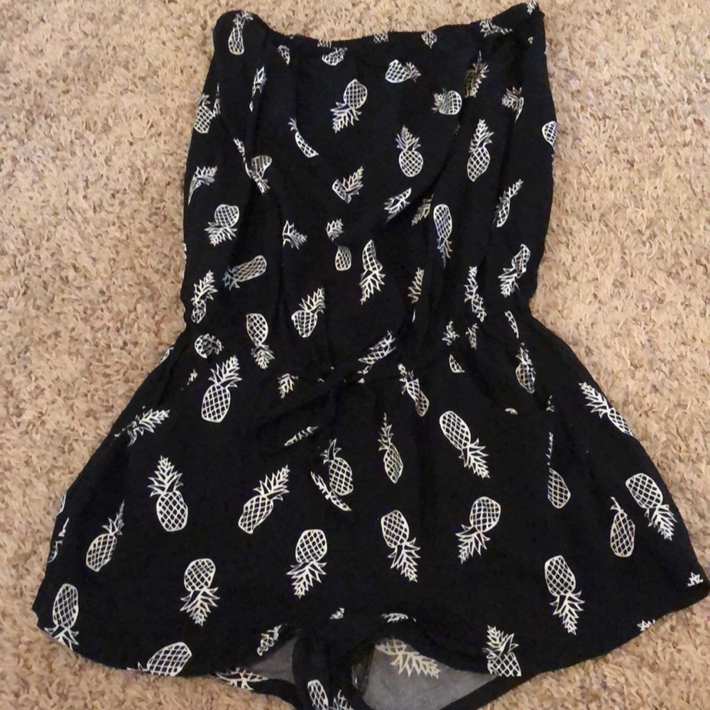 Adorable Tube Top Black Pineapple Romper